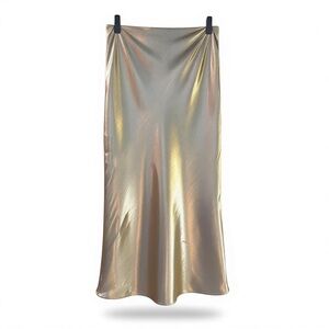Anthropologie Holiday Metallic NWT Gold Silver Maxi Skirt Small
